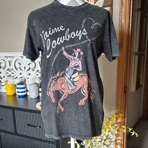 Hollister I Love Cowboys Black Graphic Tee with Cowboy Design